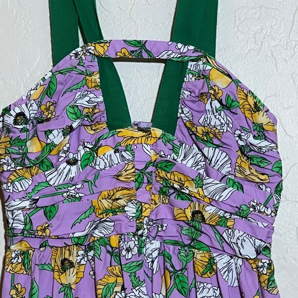 AMUR Leone Floral V Neck Sleeveless Midi Dress Purple Womens Size 4 Garden - Picture 12 of 16